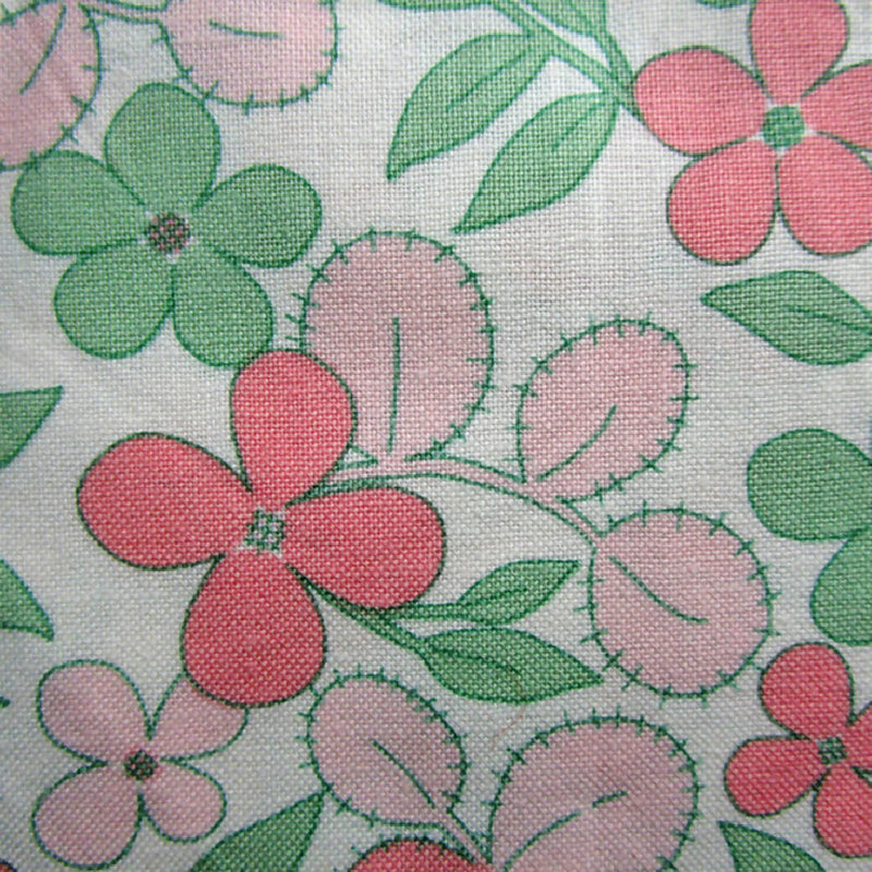 Cotton Quilting Fabric, Pink + Green Floral, 44" x 26"