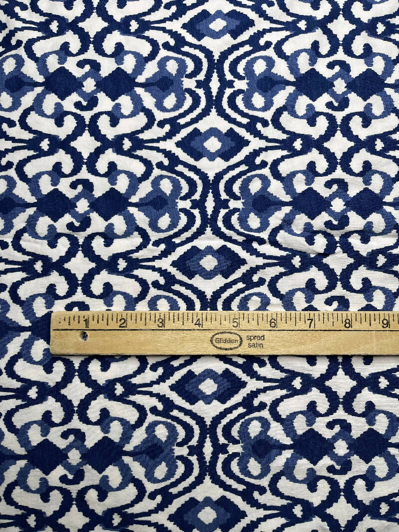 Soft Jersey Knit Blue and White Fabric