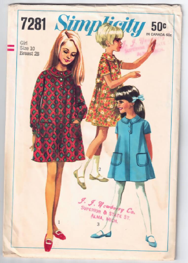 Cut Simplicity 7281 - Vintage Teen Sewing Pattern 1967