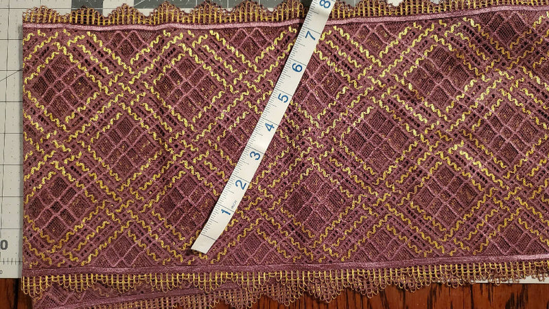 Purple and Gold 9" wide Stretch Lace