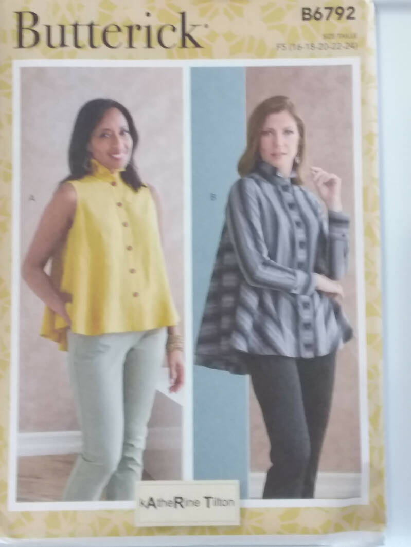 Butterick 6792 Button Front Full Swing Back Top