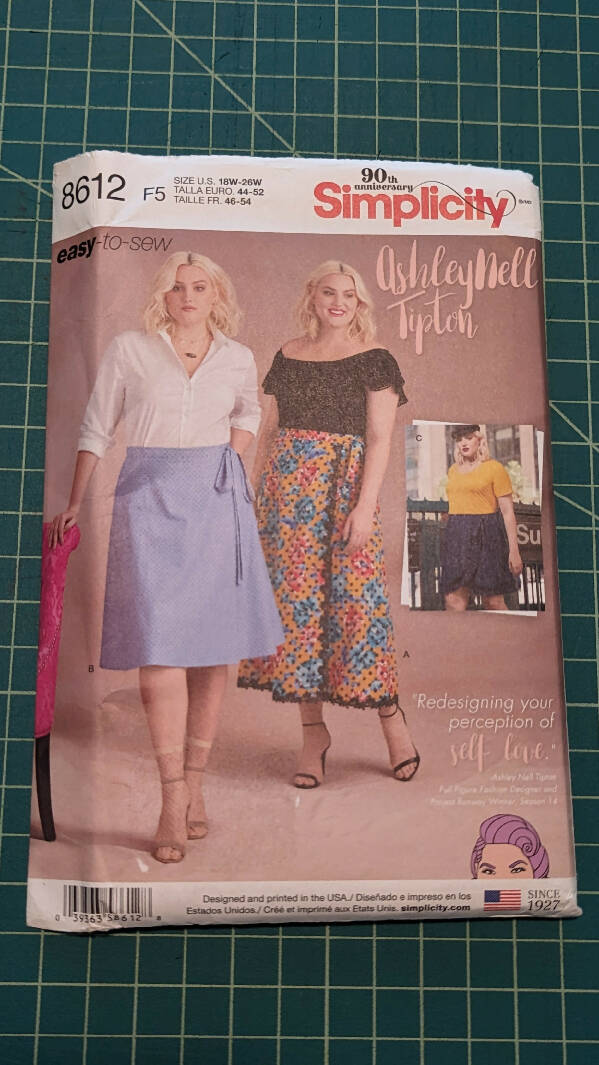 Simplicity 8612 Ashley Nell Tipton Plus Size Wrap Skirt Pattern Sizes 18W-26W