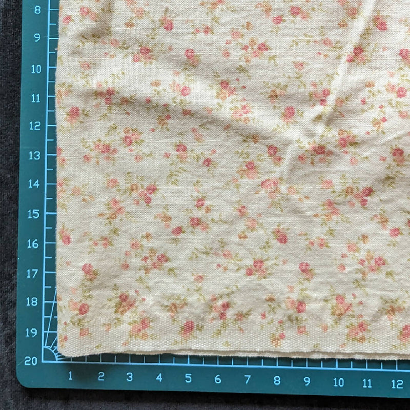 Floral Cotton Fabric In Cream (43X102 in)