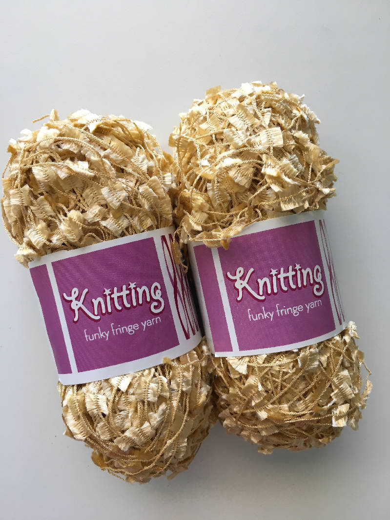2 balls of Knitting Funky Fringe Yarn - Gold