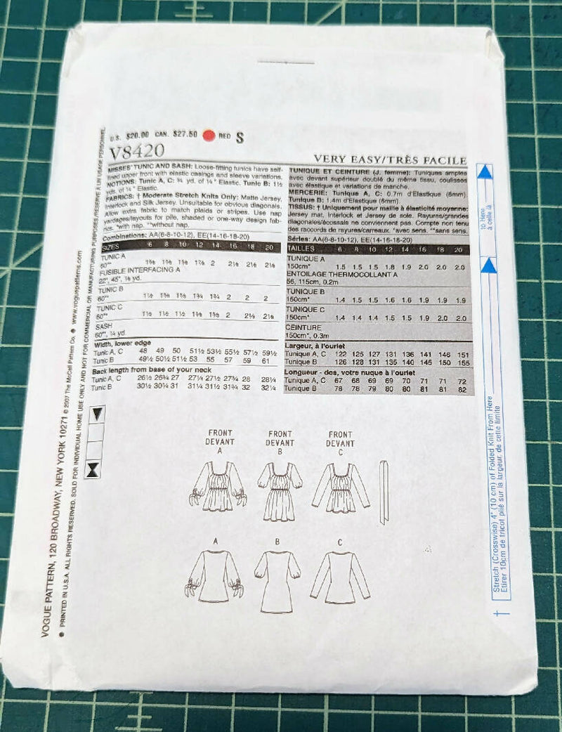 Vogue 8420 Very Easy Vogue Top Pattern Sizes 6-12