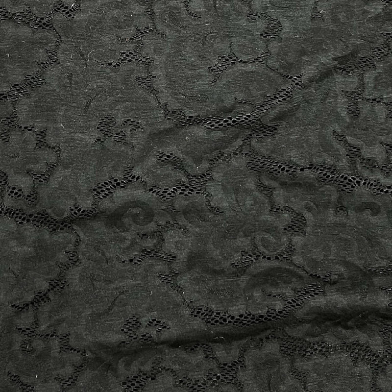 Black Nylon Knit Lace - 2.5 Yds