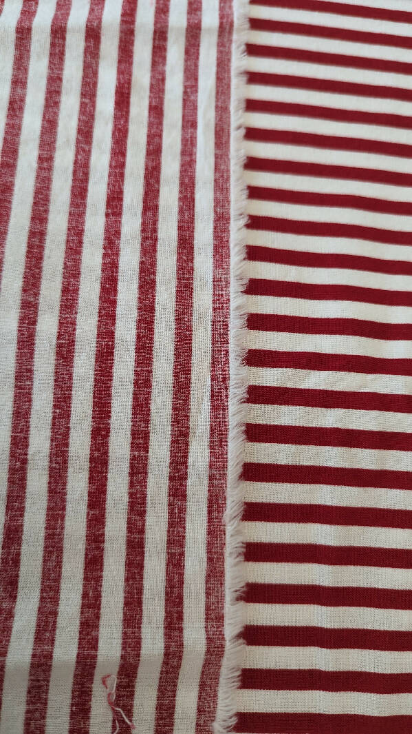 Red/White Striped Quilting Cotton Woven Fabric 42"W - 3 yds +