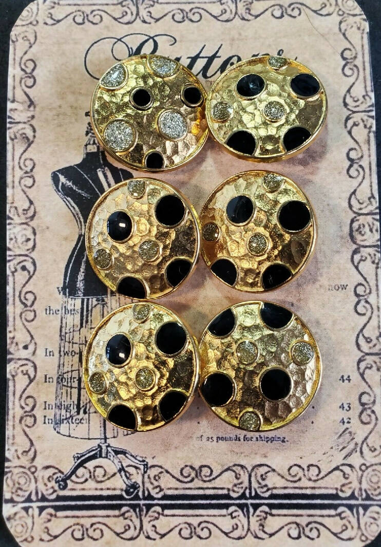 Vintage Rhinestone/Gold Metal Shank Buttons