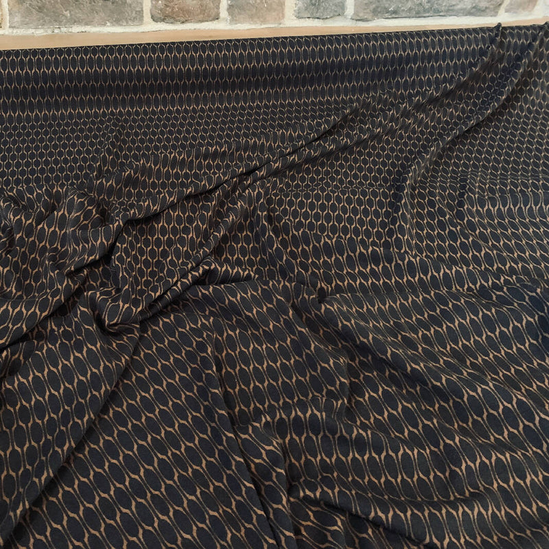 Black and Brown Print Synthetic Knit