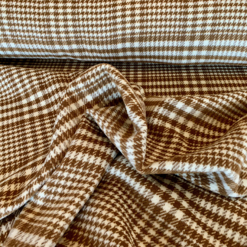 Tan and Cream Plaid Wool - Yardage