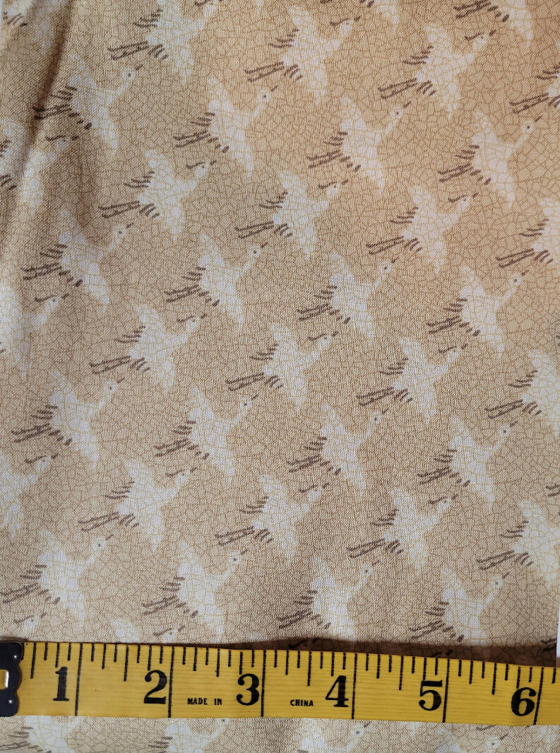 2 yards vintage 100% cotton for quilting or apparel - beige cranes