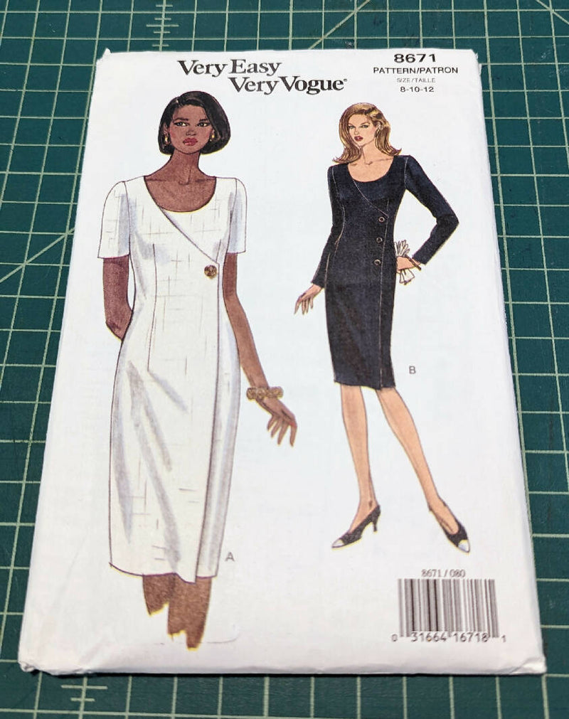Vintage Vogue 8671 Very Easy Very Vogue Dress Pattern Sizes 8-12