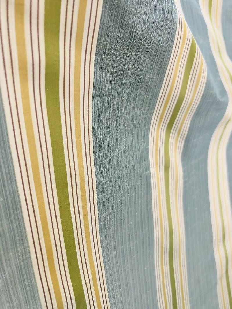 Faux Silk Teal/Green/Gold/Cream Sparkle Stripe Fabric