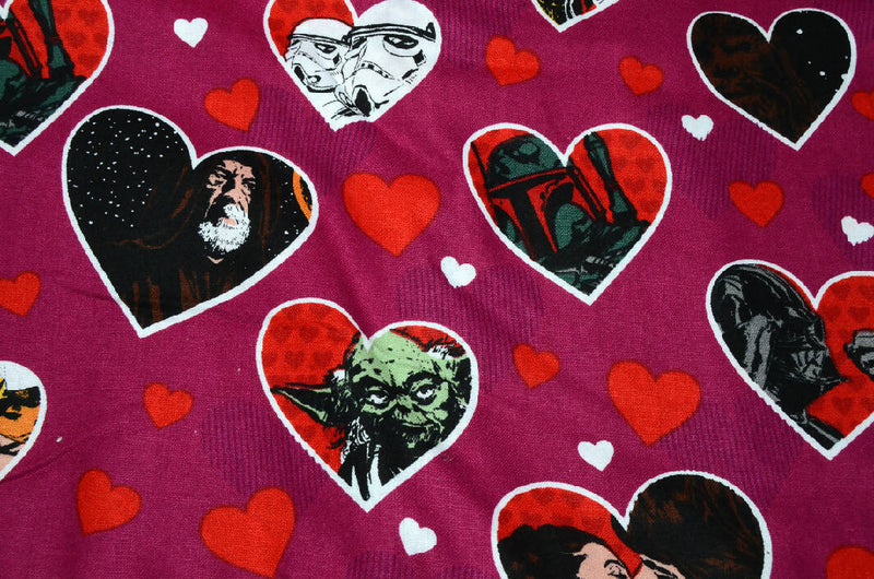 Star Wars Pink with Hearts 100% Quilting Cotton Fabric by the Yard