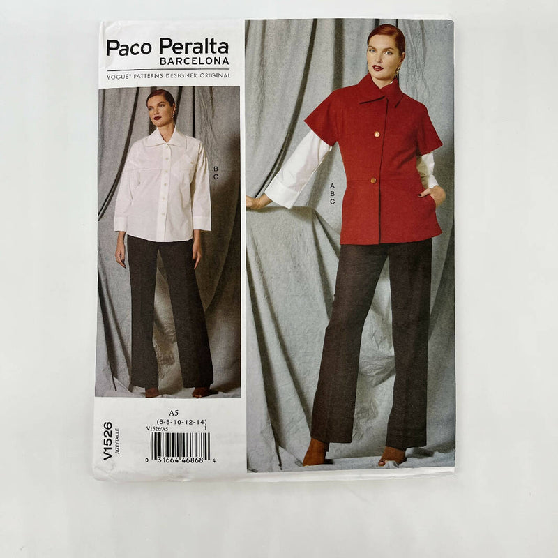 Vogue V1526 Paco Peralta Shirt, Pant, and Jacket - Sizes 6-14