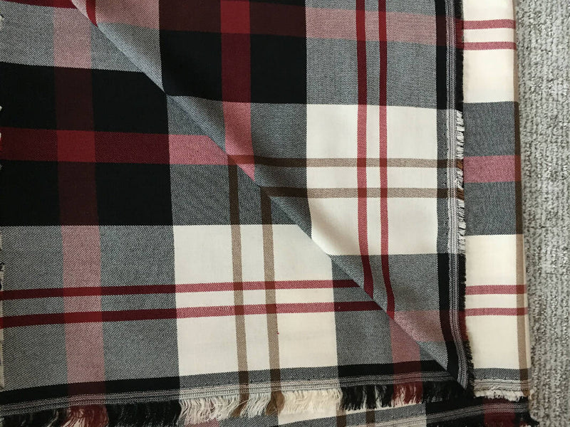 Wool and poly blend plaid, 2 yds 60” wide