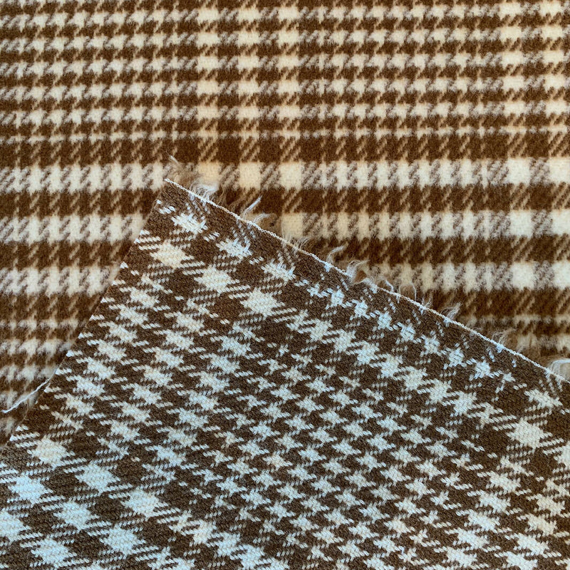 Tan and Cream Plaid Wool - Yardage