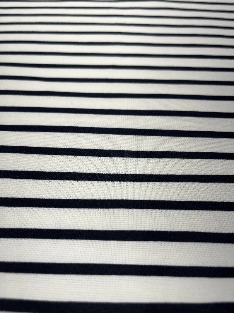 Breton stripes cotton jersey black/off white 3 yds & 14”