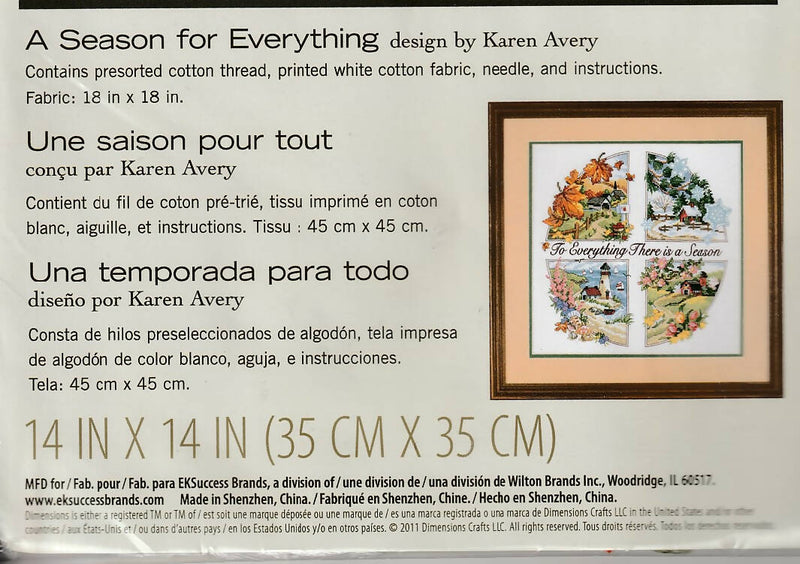 A Season for Everything STAMPED cross stitch KIT 