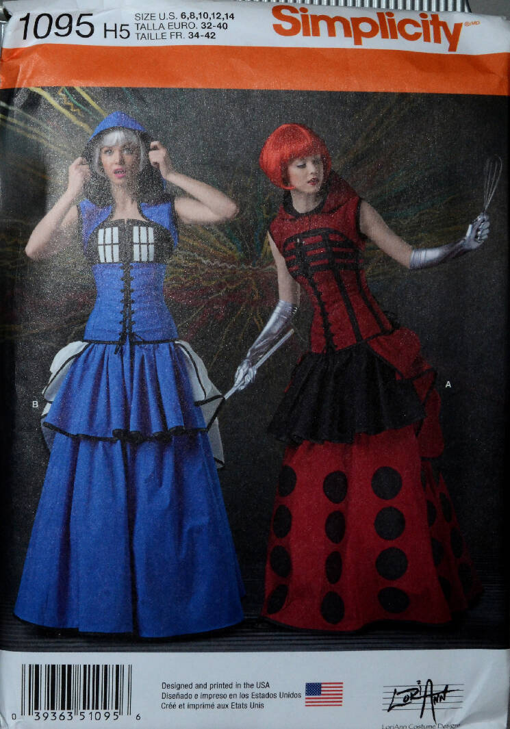 Simplicity 1095 Dr. Who Tardis Dress Costume Sewing Pattern New, Uncut