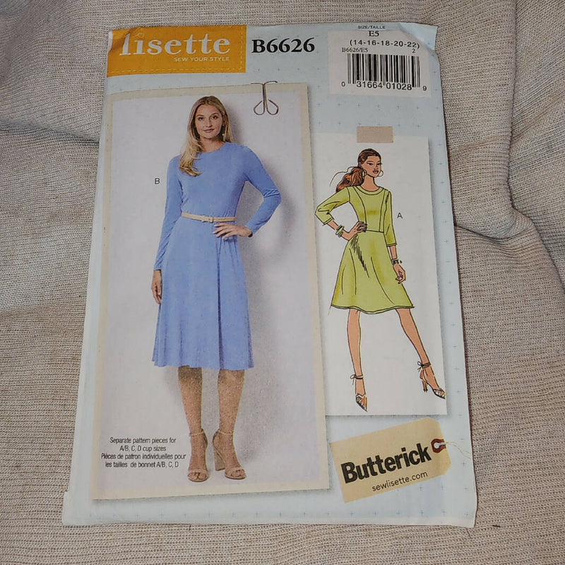 Butterick B6626 - Lisette - Misses Petite Dress, UC/FF, SZ 14-22