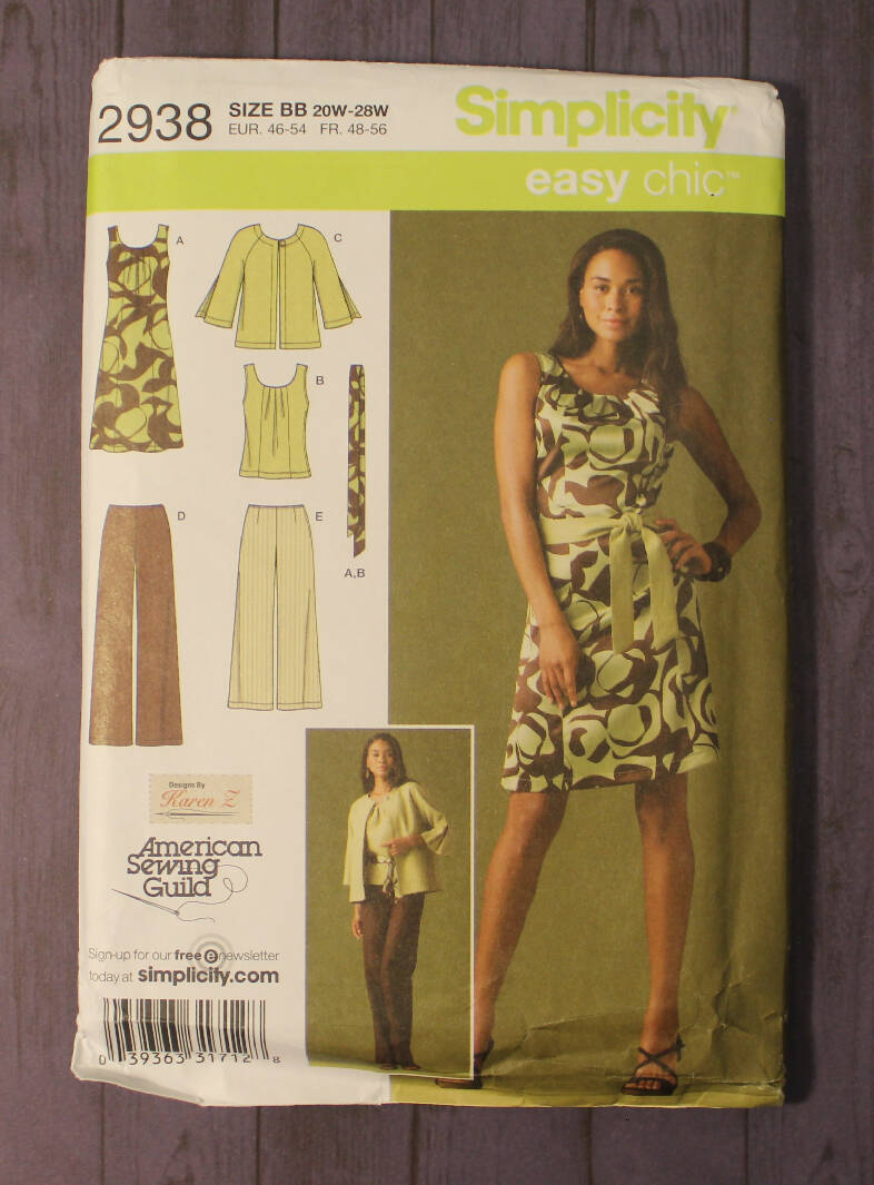 Simplicity 2938 Womens Wardrobe - Dress, Top, Pants, Jacket