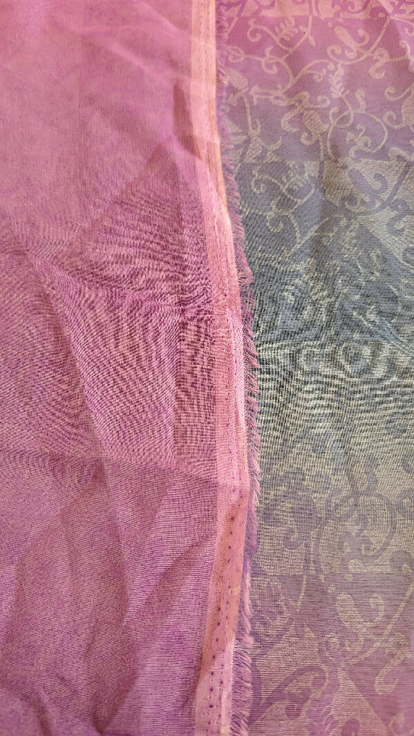 Purple/Blue Ombre Striped Filigree Print Synthetic Chiffon Woven Fabric 58"W - 2 yds
