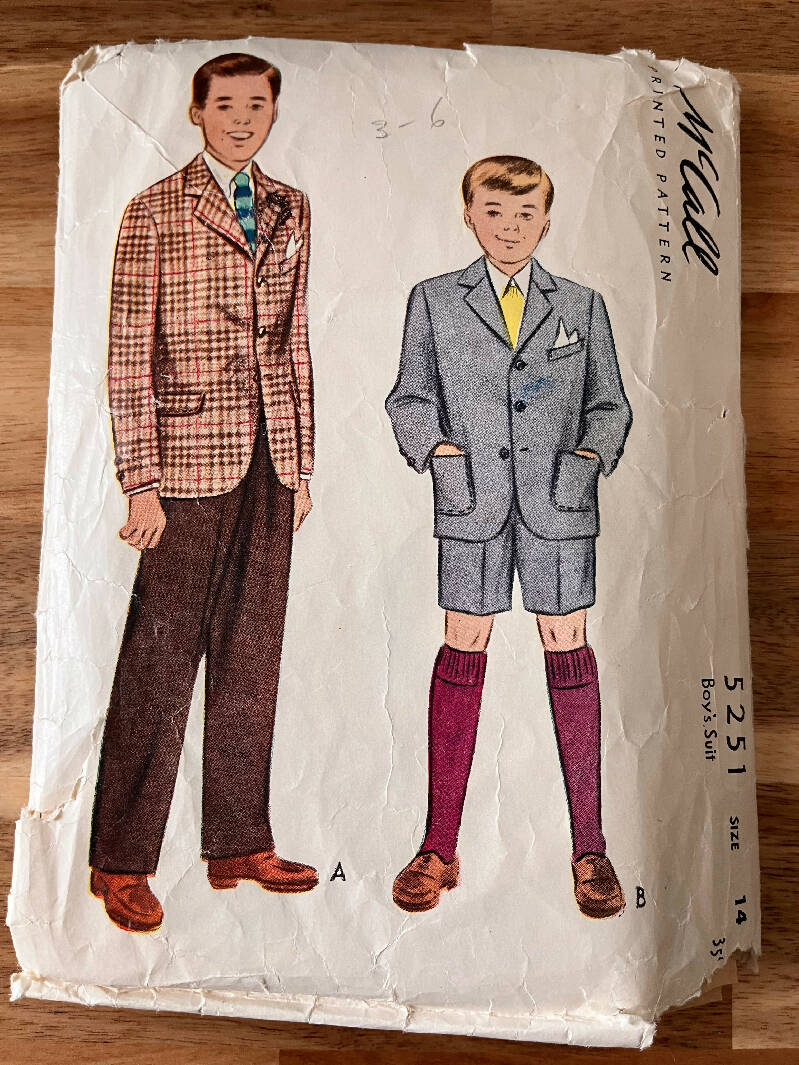 1940s McCall Boys Suit Pattern Size 14