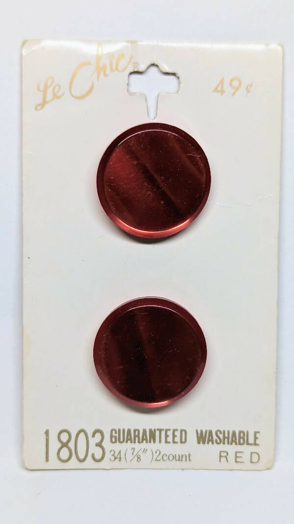 Le Chic Vintage Round Cherry Red Shank Button 7/8" - set of 2