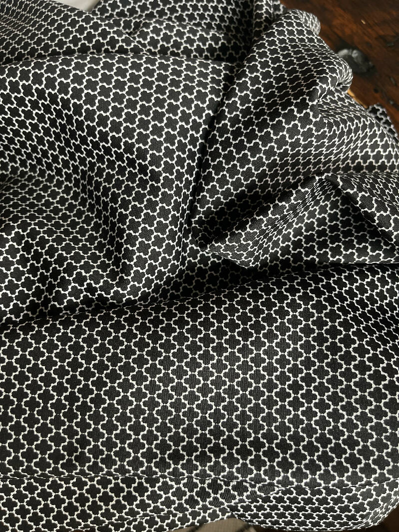 Black and White print ponte knit 2.5 yards with some scraps