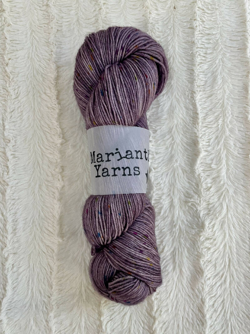 Marianthi Yarn - Purple w/ Rainbow Speckles - Fingering Weight