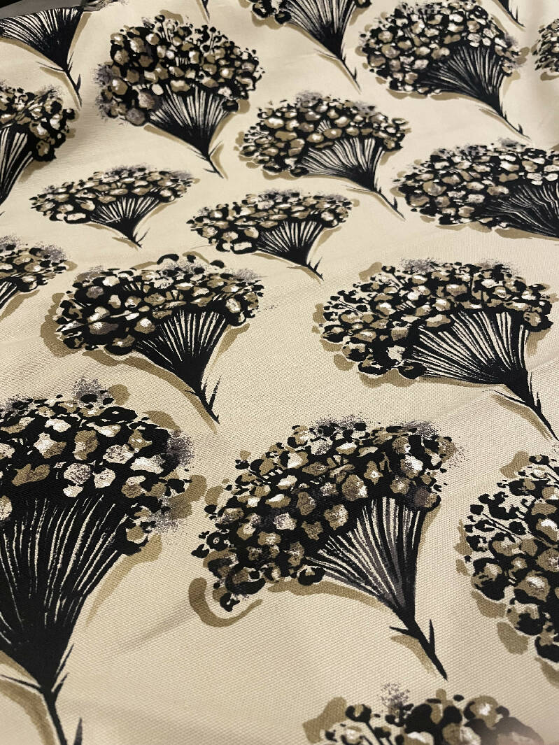 Home decor cotton floral black and beige 59" wide - 5 yards available
