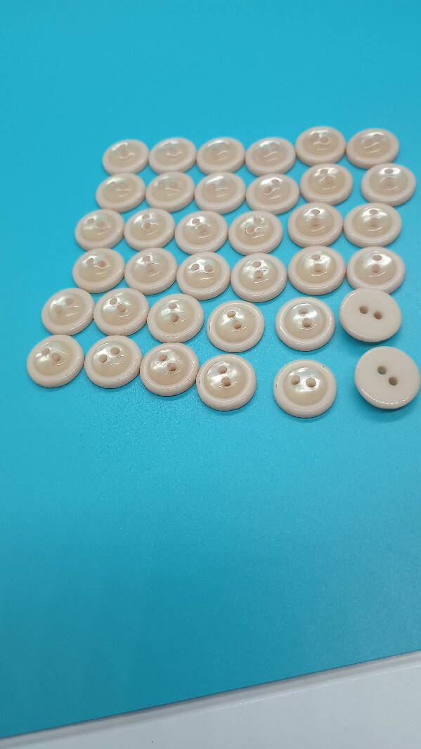 Ecru colored buttons with MOP dome center, Lot of 36