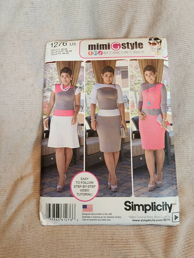 Simplicity 1276 - Mimi G - Misses Dress, UC/FF, SZ 16-24