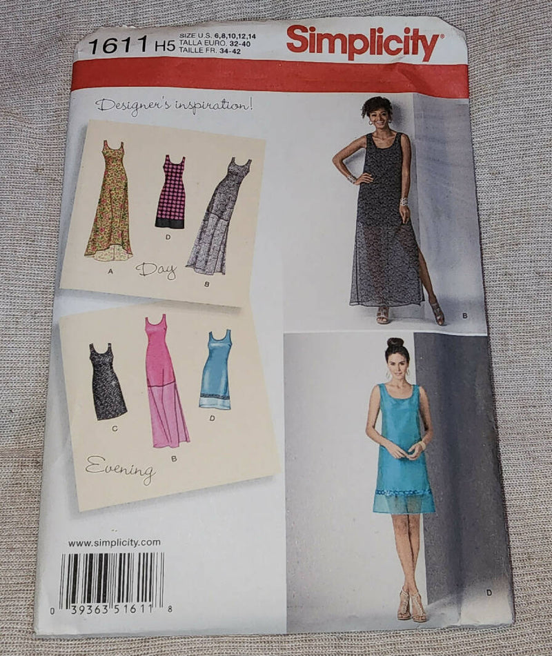 Simplicity 1611 - Misses Dress, UC/FF, SZ 6-14