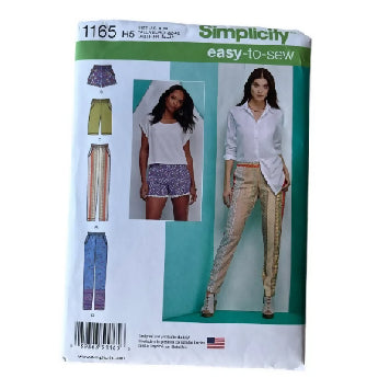 Simplicity 1165 Misses Slim Pull-On Pants, Shorts in 2 Styles Easy Sew Size: R5