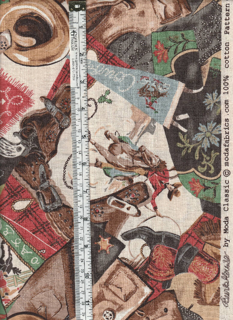 Fabric Western Theme Bundled Remnants 6 Different Fabrics Almost 3 yards
