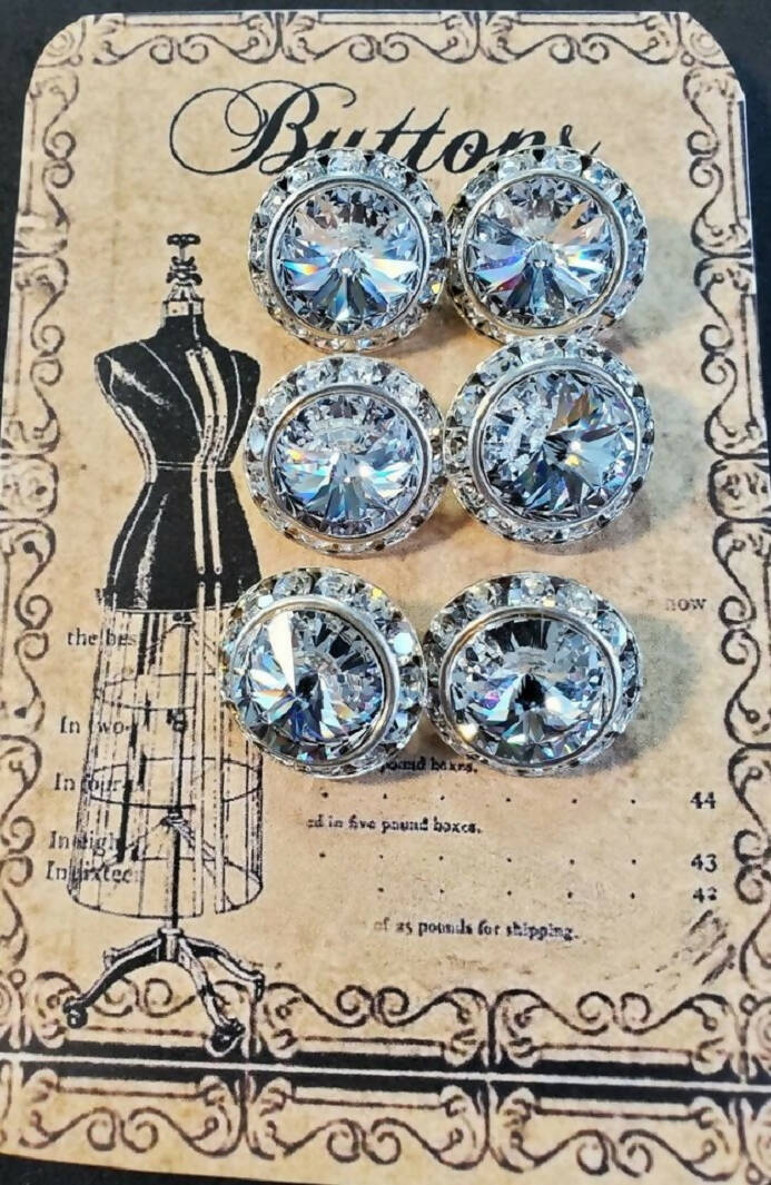 Vintage Rhinestone Buttons Set of Six