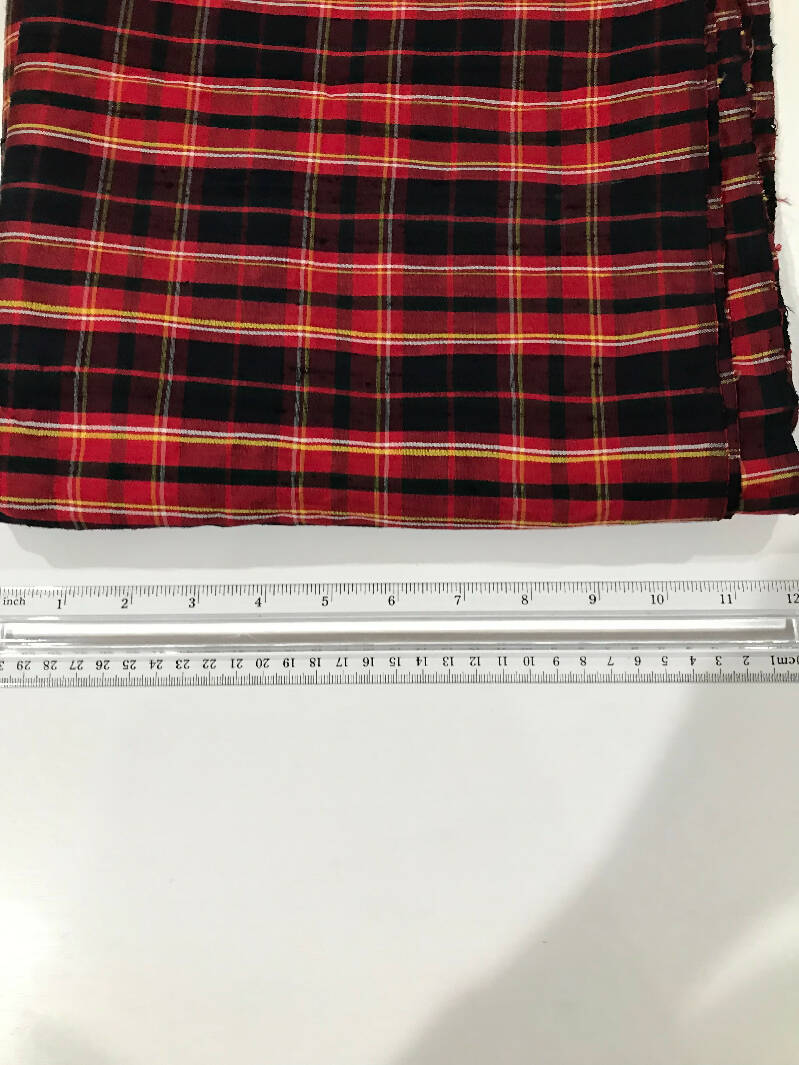 Red Plaid Silk-y Shantung Fabric 2 and 1/2 Yards