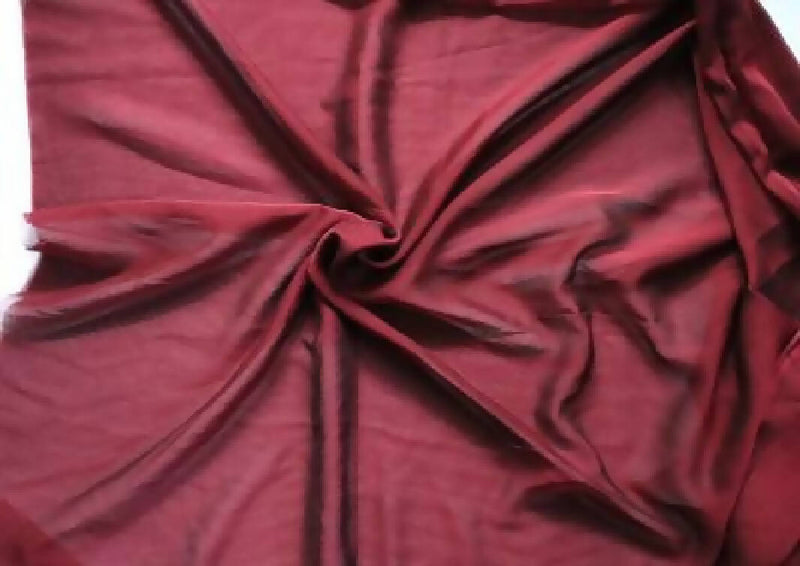 3 1/2 Yards Burgundy Red and Black Iridescent Poly Chiffon Fabric