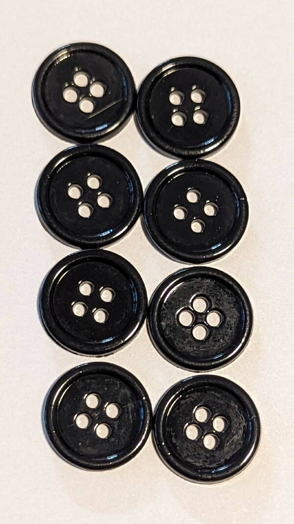 Black 5/8" Round Buttons - Set of 8