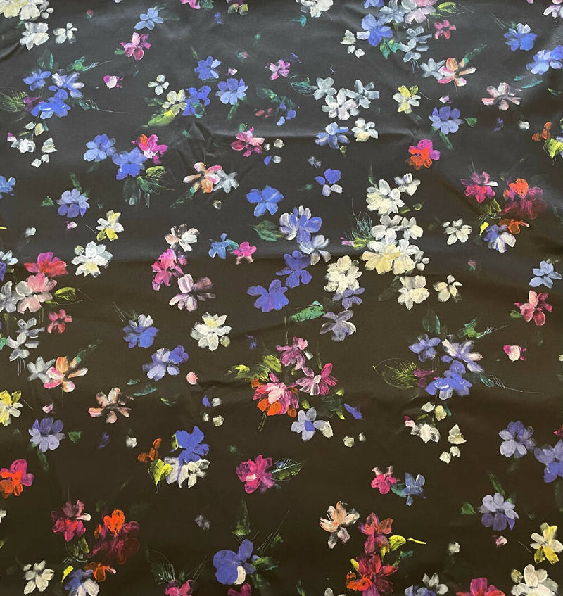 Black & floral cotton sateen - 3.3 yards