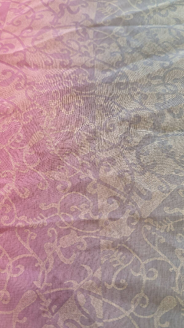 Purple/Blue Ombre Striped Filigree Print Synthetic Chiffon Woven Fabric 58"W - 2 yds