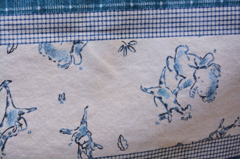 Vintage blue baby print fabric 2.25 yards with animal border