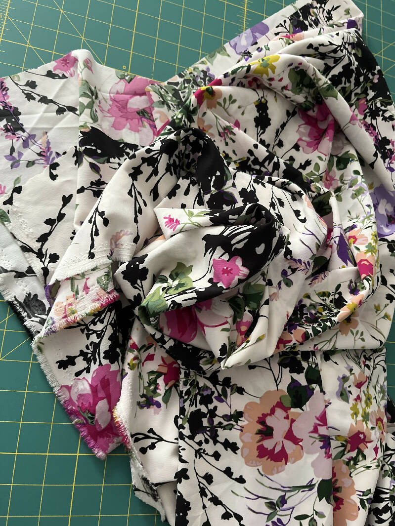 2 yds 60” wide floral polyester crepe