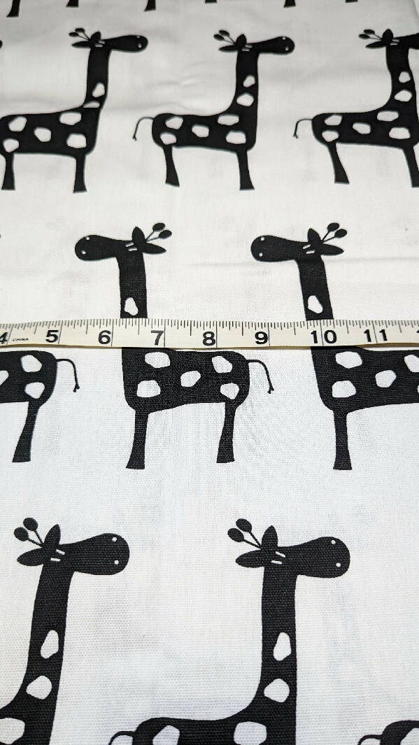 White & Black Giraffe Print Cotton Canvas Woven Fabric 46"W - 1 yd