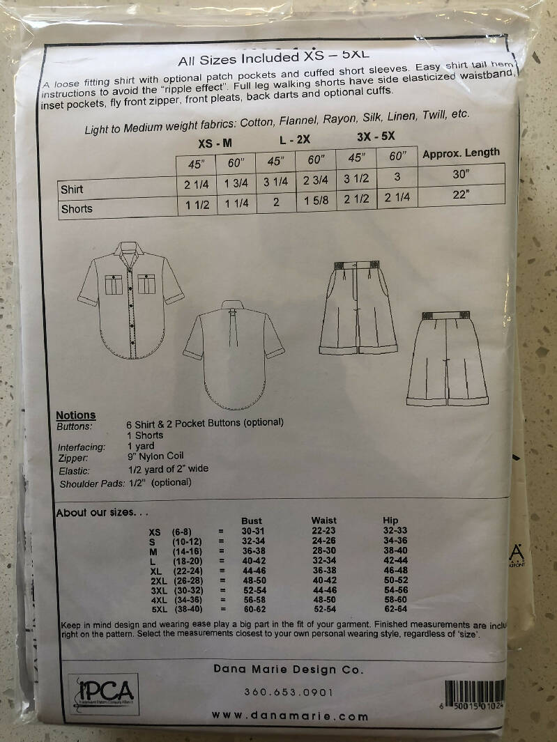 Dana Marie Design Co. Pattern No. 1024 - Safari Shirt and Shorts