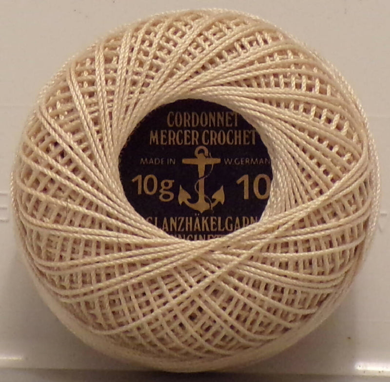 Cordonnet Mercer Crochet Size 10; Beige; Lot of 10 Balls; Germany; Vintage