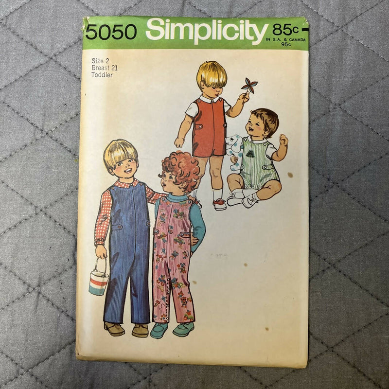 Vintage Simplicity 5050 Toddler Size 2 Chest 21" Jumpsuit Shirt Uncut & Factory Folded