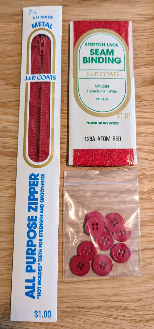Vintage Atom Red Coordinating Sewing Notions - Lot of 3